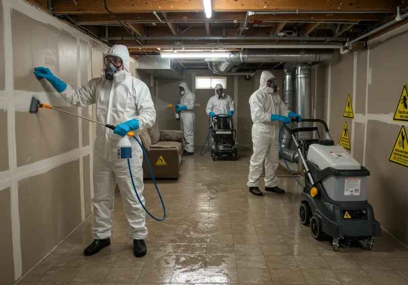 Basement Moisture Removal and Structural Drying process in Ives Estates, FL